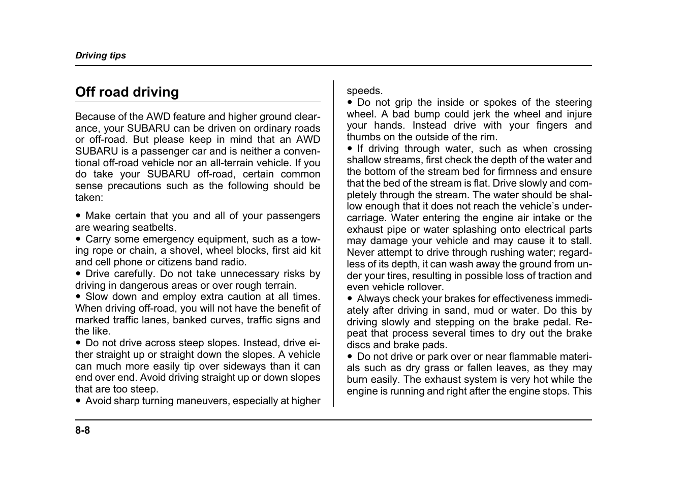 Off road driving | Subaru 2005 Forester 2.5X User Manual | Page 309 / 477