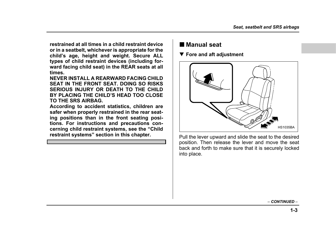 Subaru 2005 Forester 2.5X User Manual | Page 36 / 477