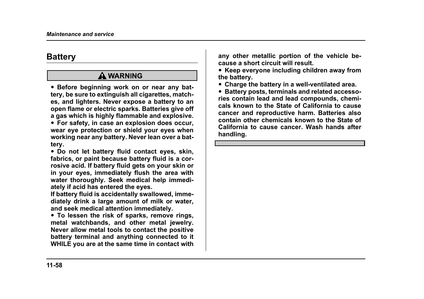 Battery | Subaru 2005 Forester 2.5X User Manual | Page 423 / 477