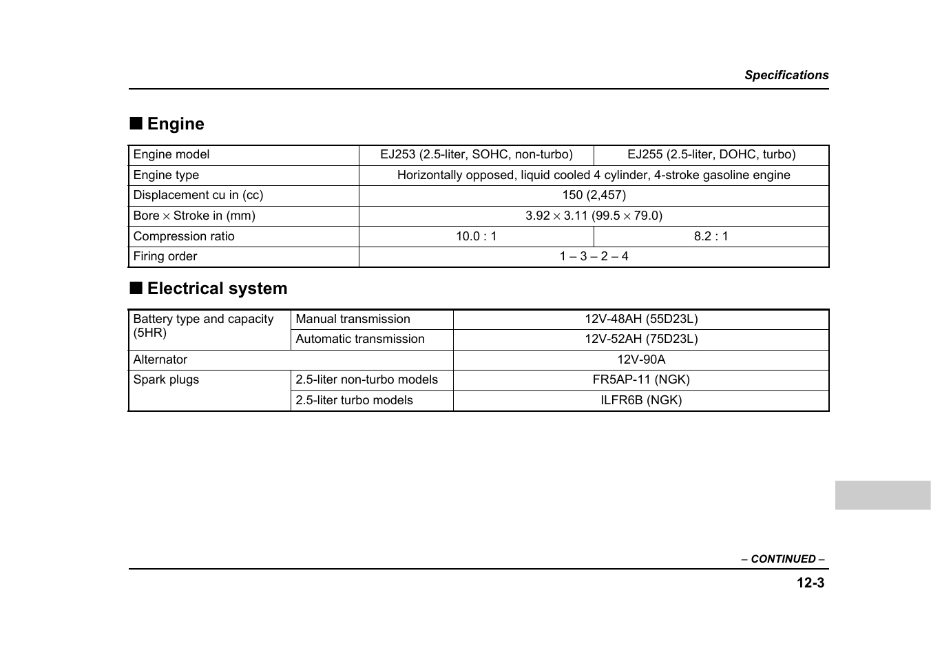 Engine  electrical system | Subaru 2005 Forester 2.5X User Manual | Page 442 / 477