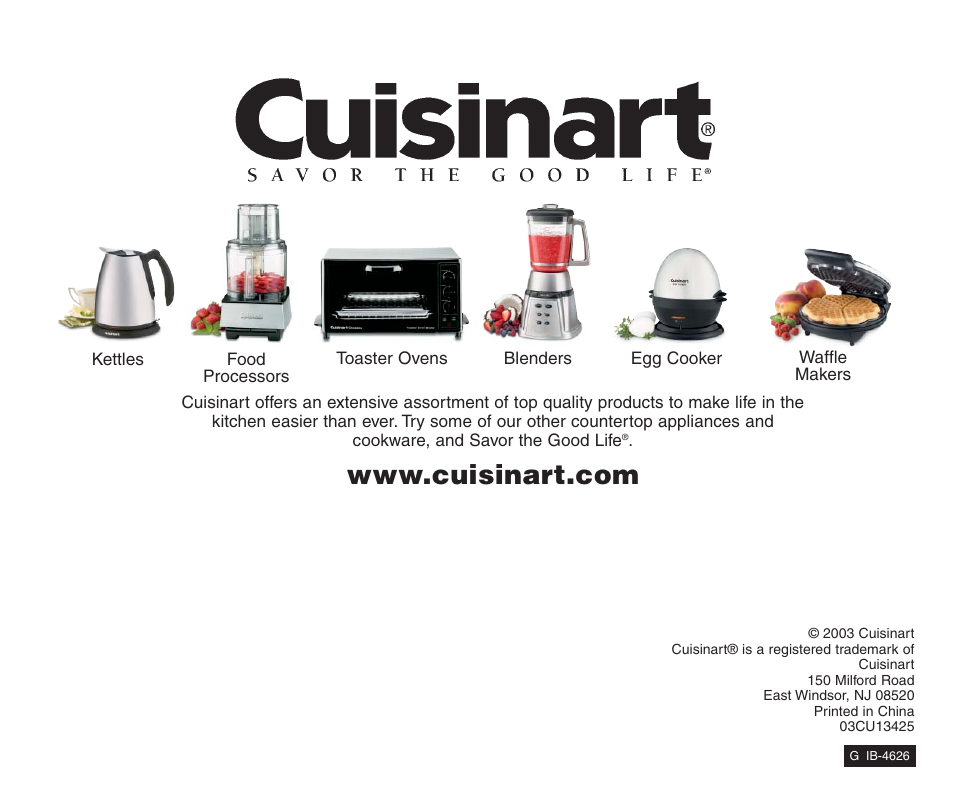 Cuisinart CMT-200 User Manual | Page 8 / 8