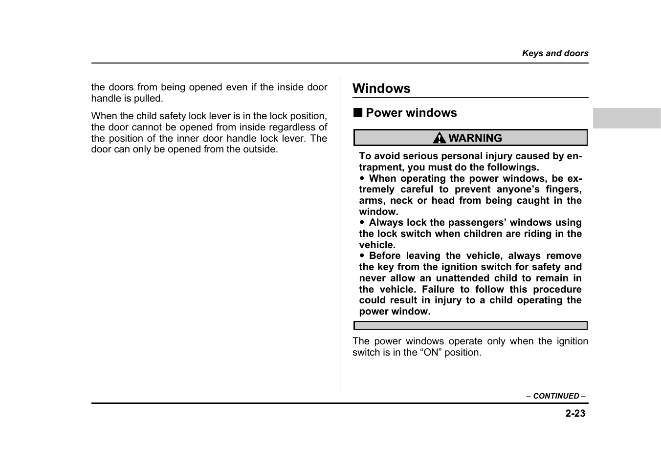 Windows | Subaru 2004 Legacy User Manual | Page 130 / 525