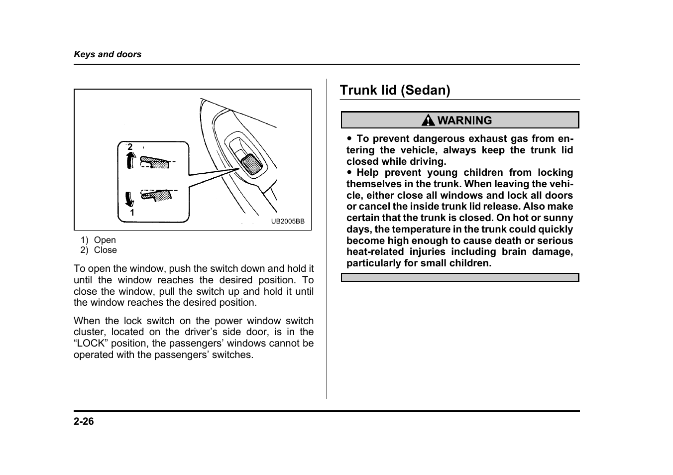 Trunk lid (sedan) | Subaru 2004 Legacy User Manual | Page 133 / 525