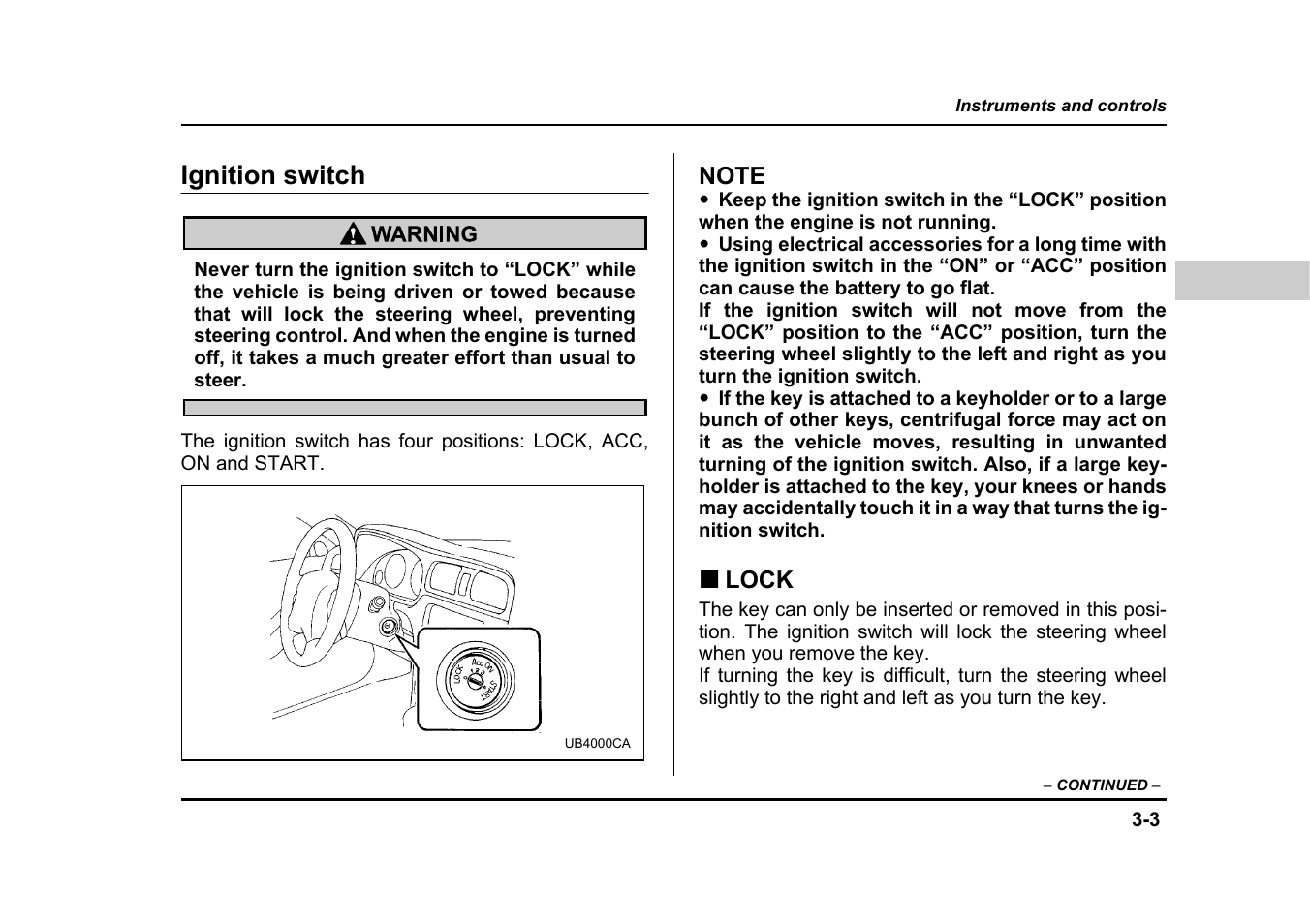 Ignition switch | Subaru 2004 Legacy User Manual | Page 146 / 525
