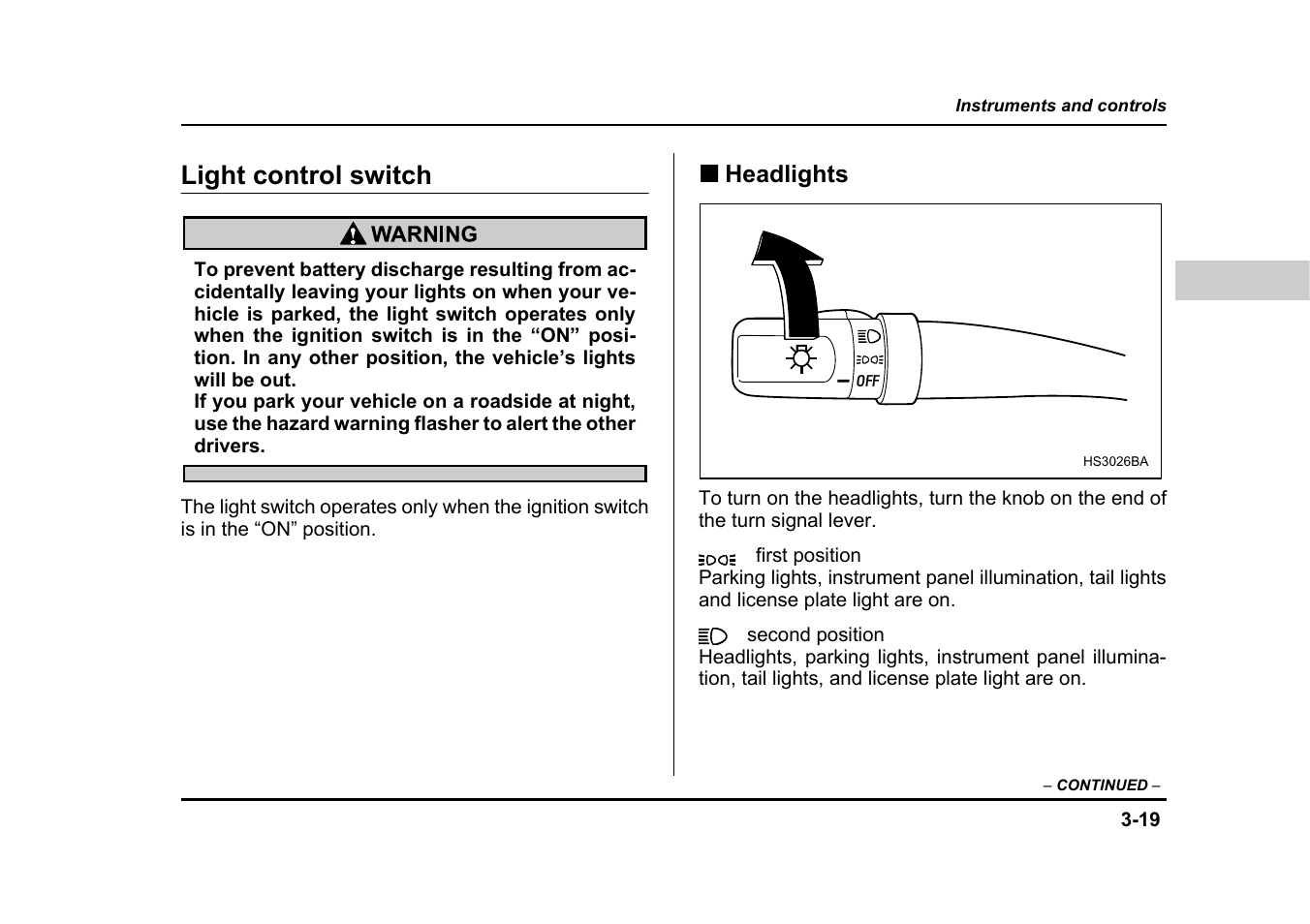 Light control switch | Subaru 2004 Legacy User Manual | Page 162 / 525