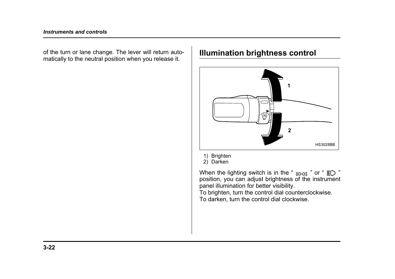 Illumination brightness control | Subaru 2004 Legacy User Manual | Page 165 / 525
