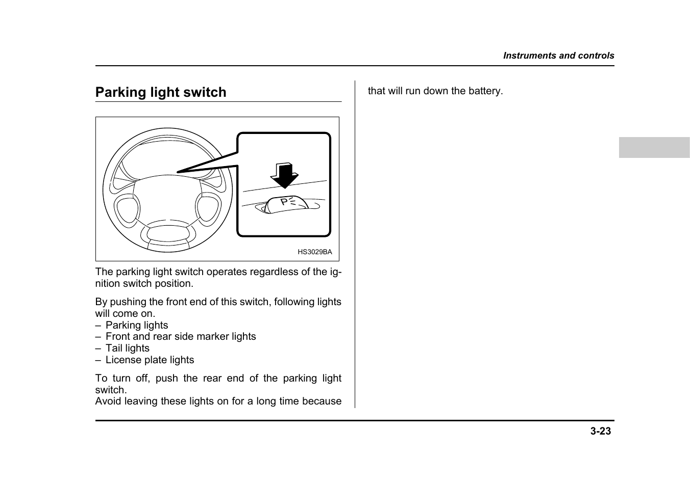 Parking light switch | Subaru 2004 Legacy User Manual | Page 166 / 525