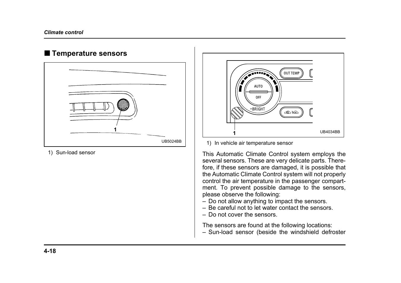 Temperature sensors | Subaru 2004 Legacy User Manual | Page 197 / 525