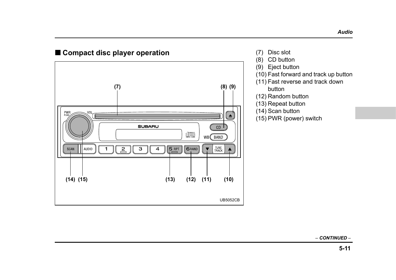 Compact disc player operation | Subaru 2004 Legacy User Manual | Page 212 / 525