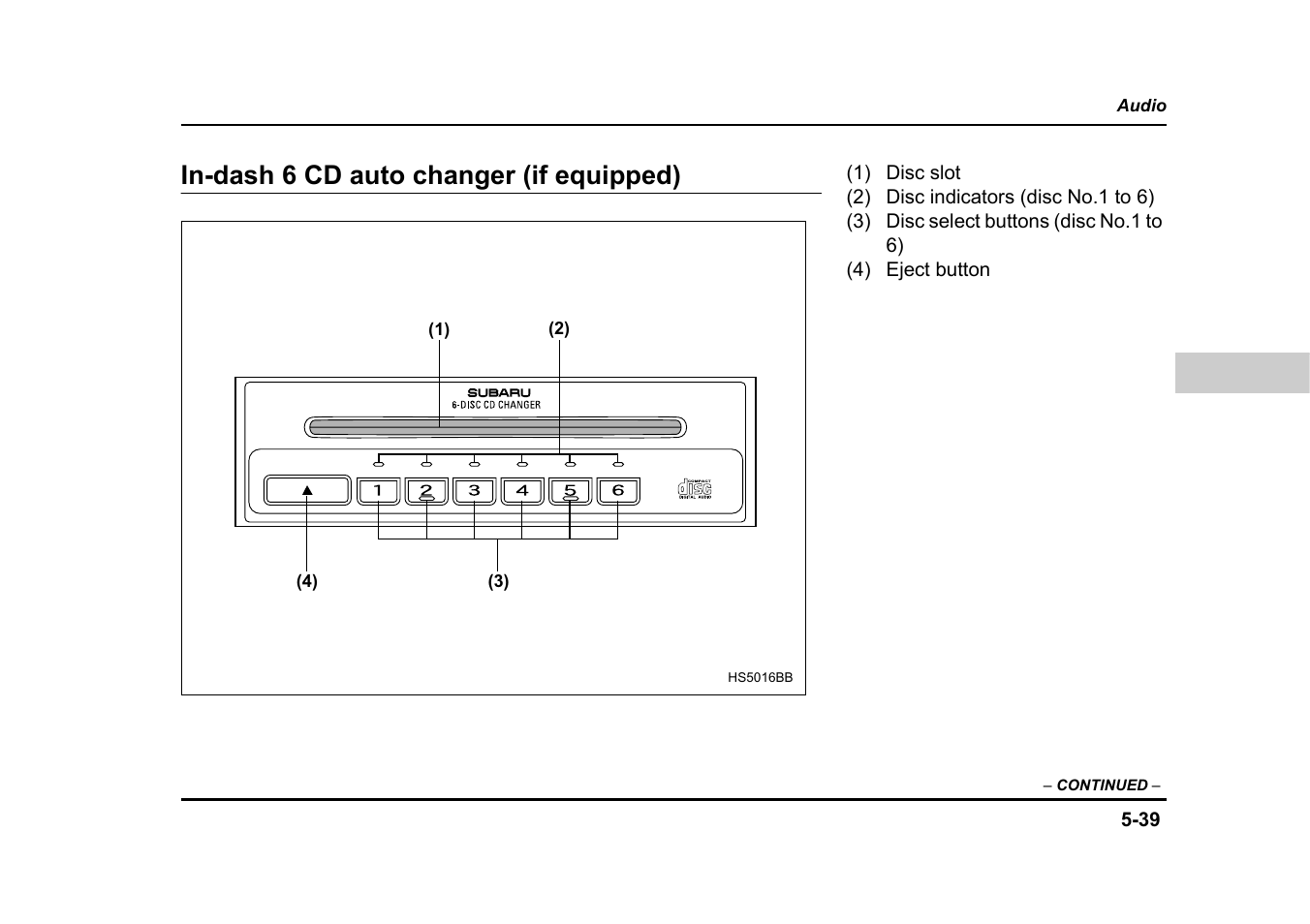 In-dash 6 cd auto changer (if equipped) | Subaru 2004 Legacy User Manual | Page 240 / 525