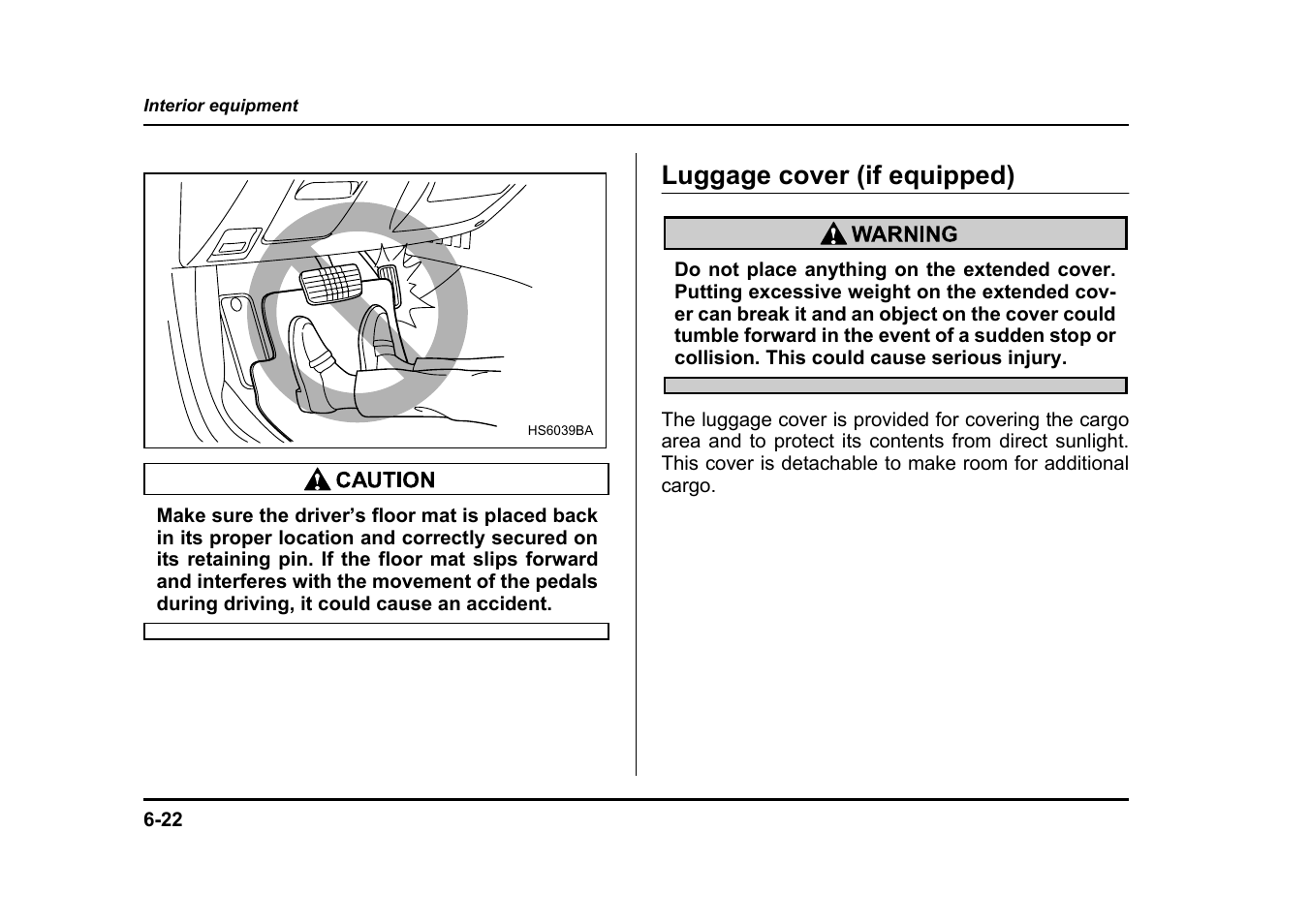 Luggage cover (if equipped) | Subaru 2004 Legacy User Manual | Page 267 / 525