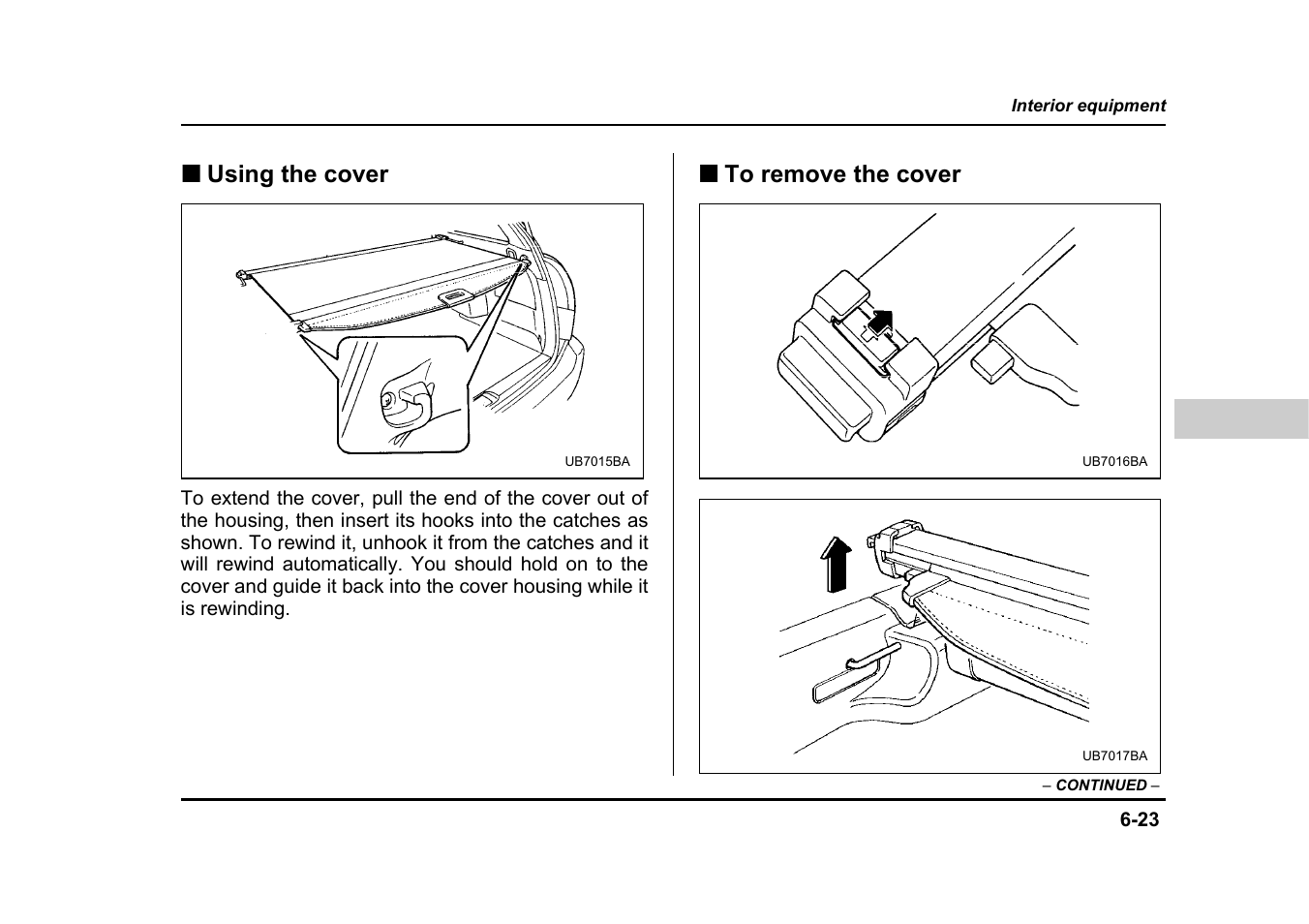 Using the cover | Subaru 2004 Legacy User Manual | Page 268 / 525