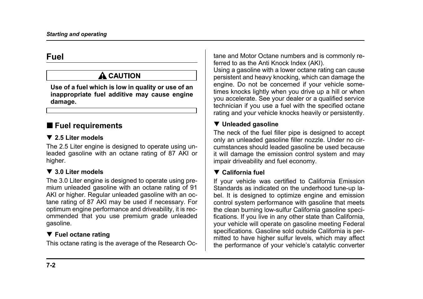 Fuel | Subaru 2004 Legacy User Manual | Page 275 / 525