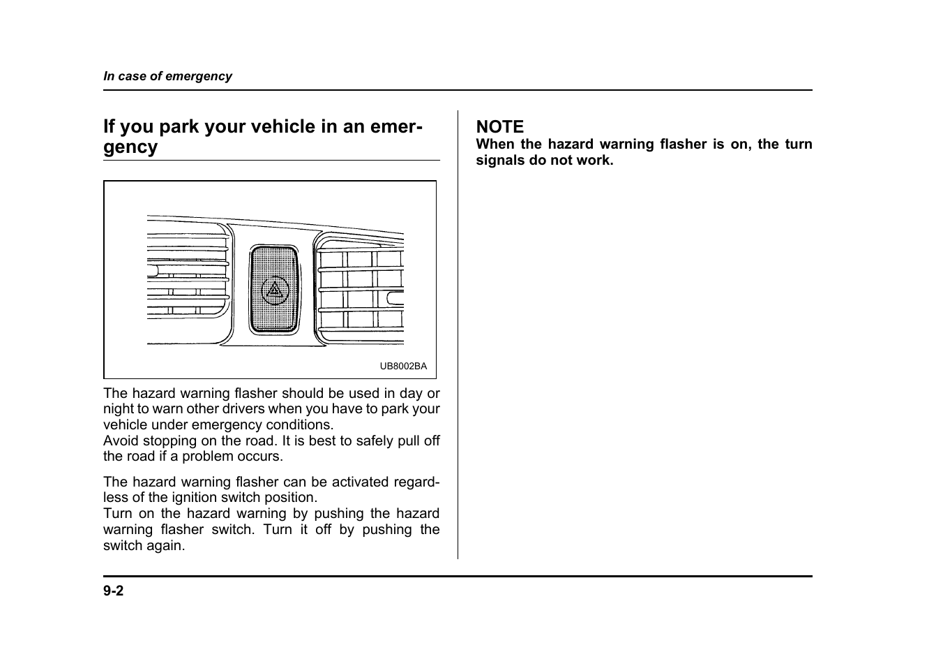 If you park your vehicle in an emer- gency | Subaru 2004 Legacy User Manual | Page 361 / 525