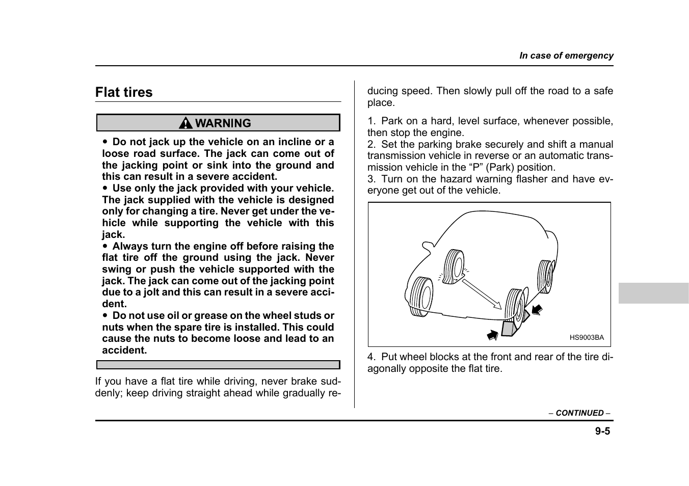 Flat tires | Subaru 2004 Legacy User Manual | Page 364 / 525