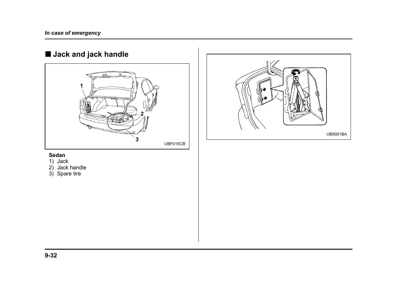 Jack and jack handle | Subaru 2004 Legacy User Manual | Page 391 / 525