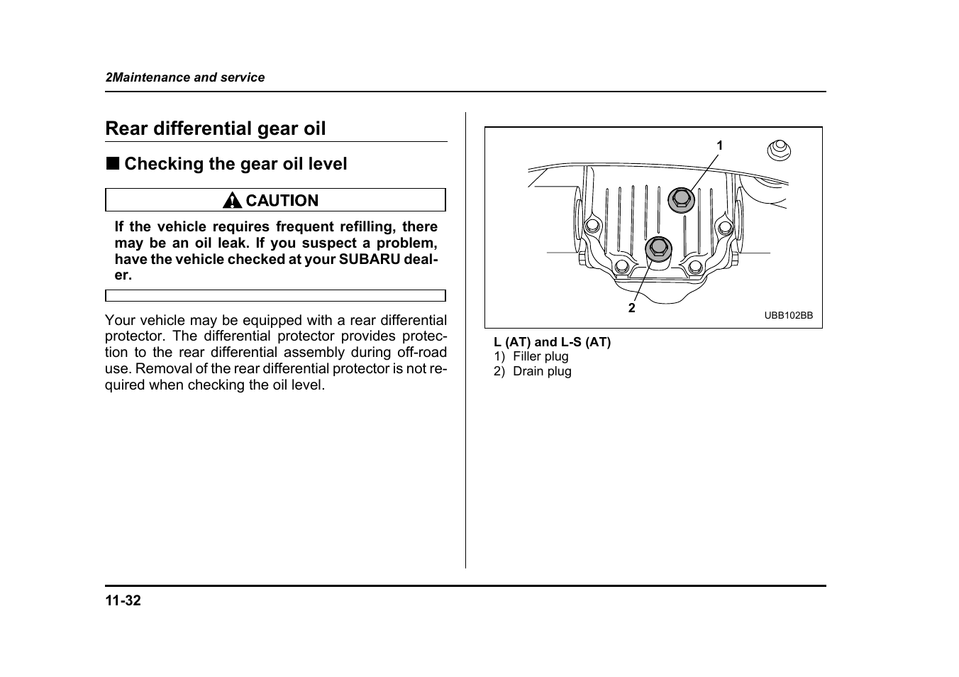 Rear differential gear oil | Subaru 2004 Legacy User Manual | Page 433 / 525