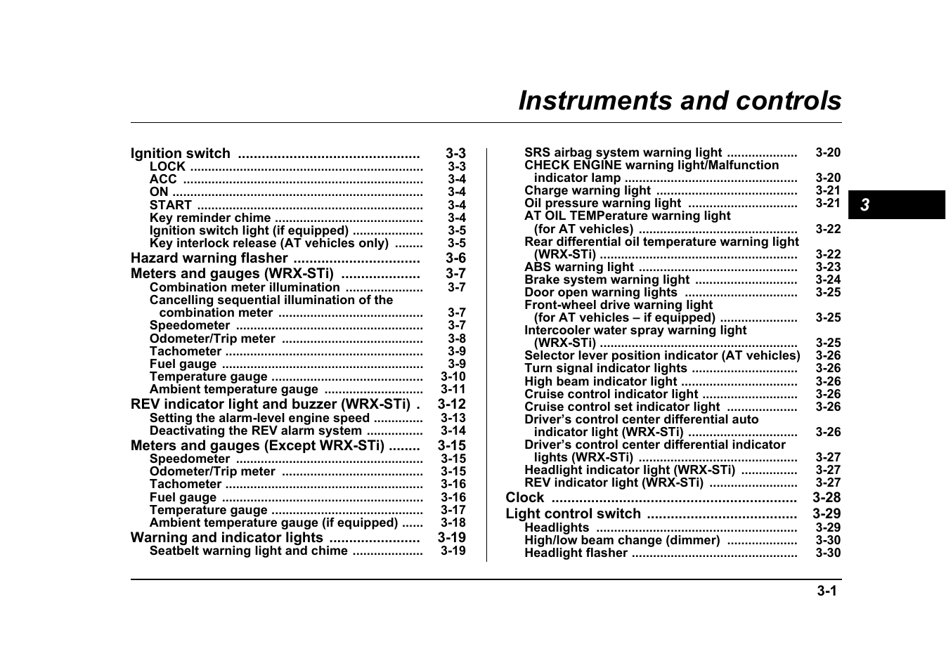 Instruments and controls | Subaru 2004 Impreza User Manual | Page 138 / 491