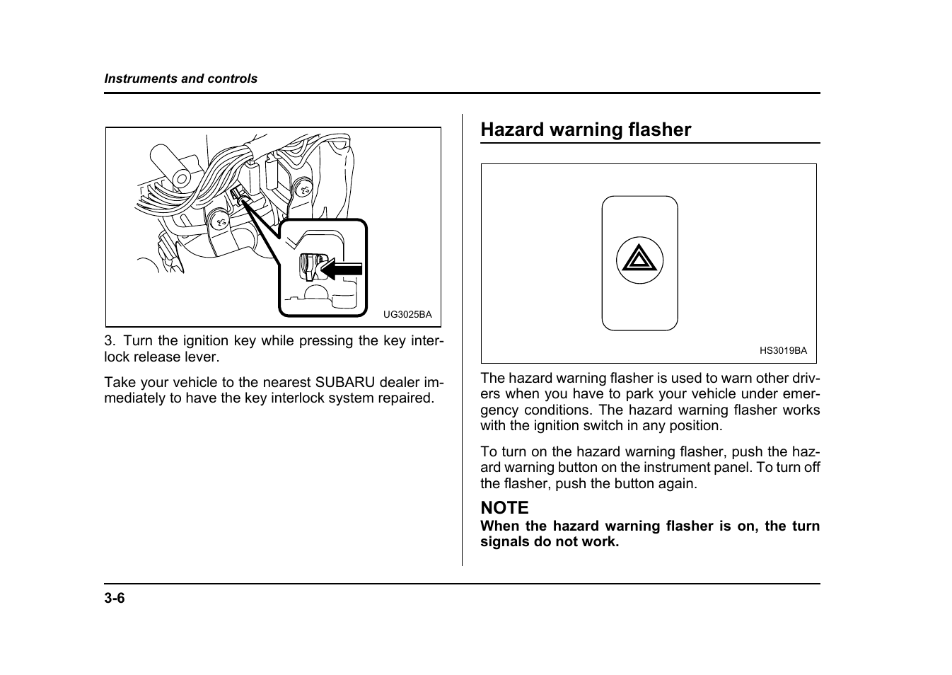 Hazard warning flasher | Subaru 2004 Impreza User Manual | Page 143 / 491