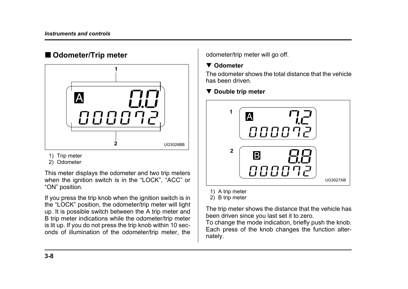 Odometer/trip meter | Subaru 2004 Impreza User Manual | Page 145 / 491