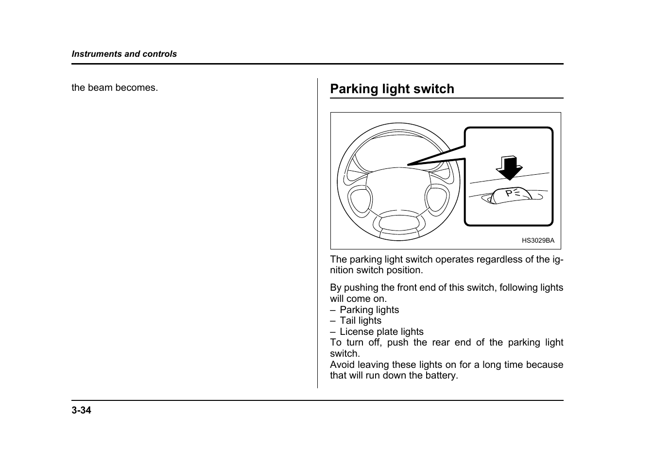 Parking light switch | Subaru 2004 Impreza User Manual | Page 171 / 491