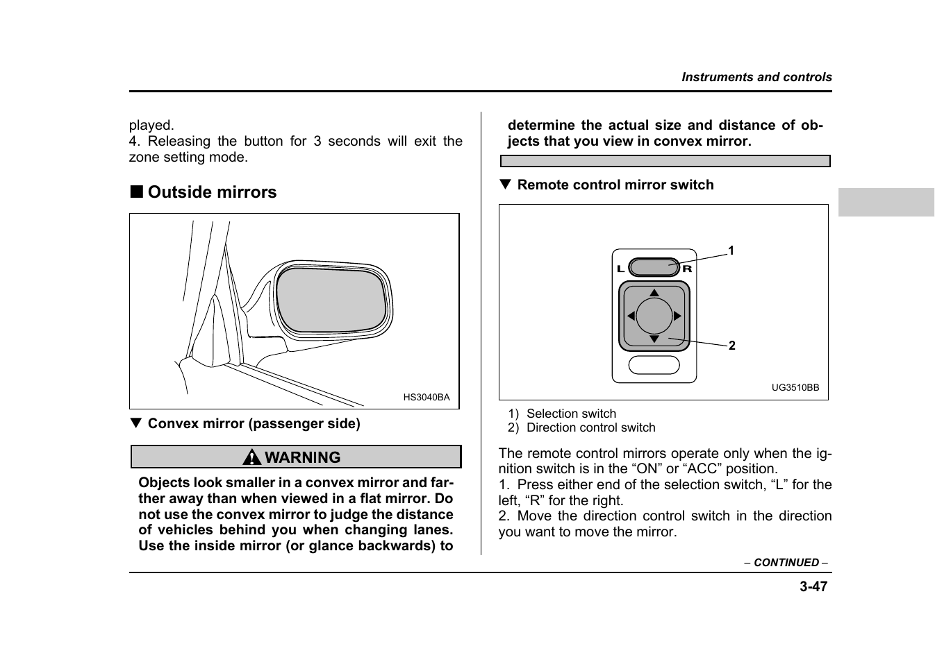 Outside mirrors | Subaru 2004 Impreza User Manual | Page 184 / 491