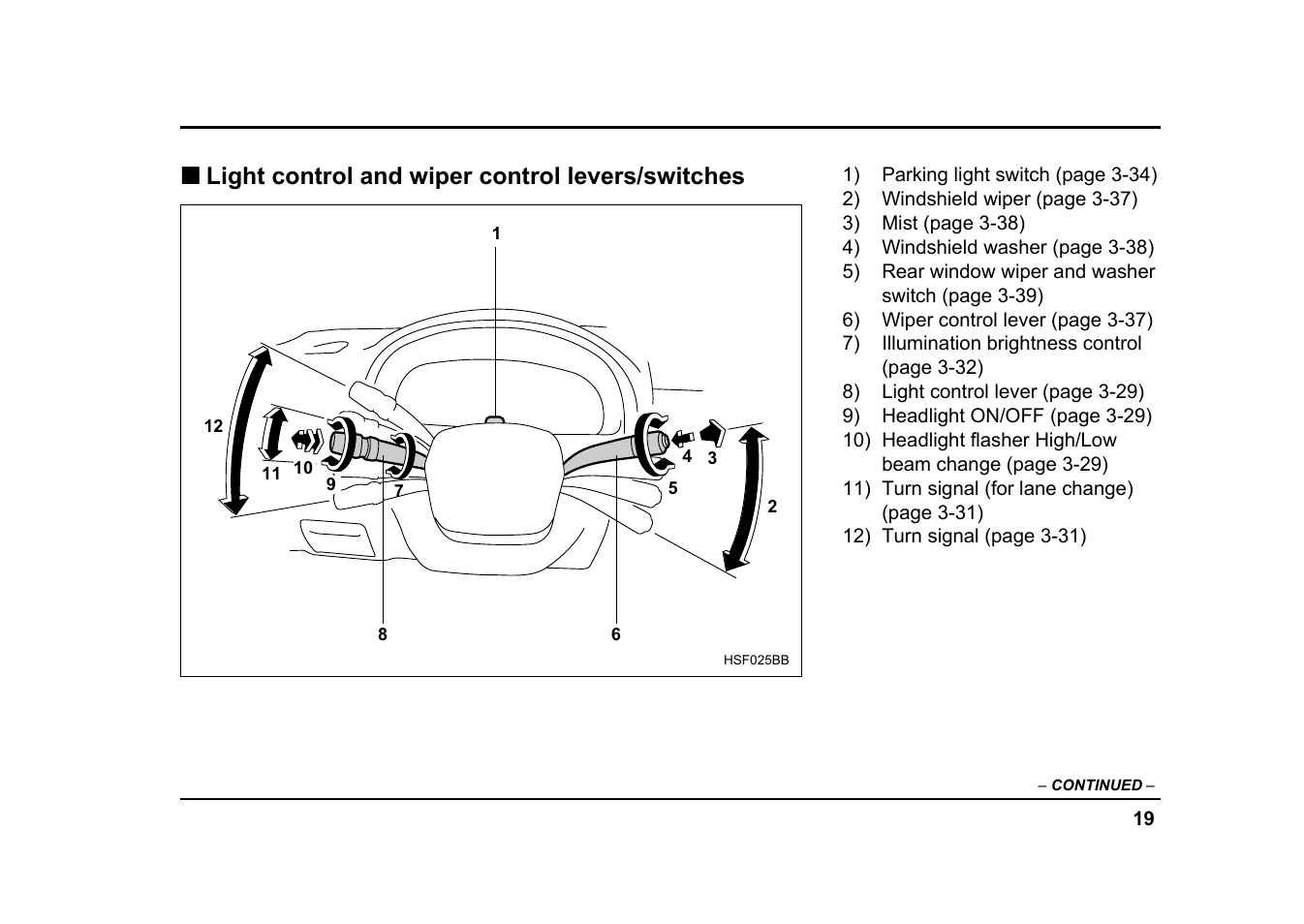 Light control and wiper control levers/switches | Subaru 2004 Impreza User Manual | Page 22 / 491