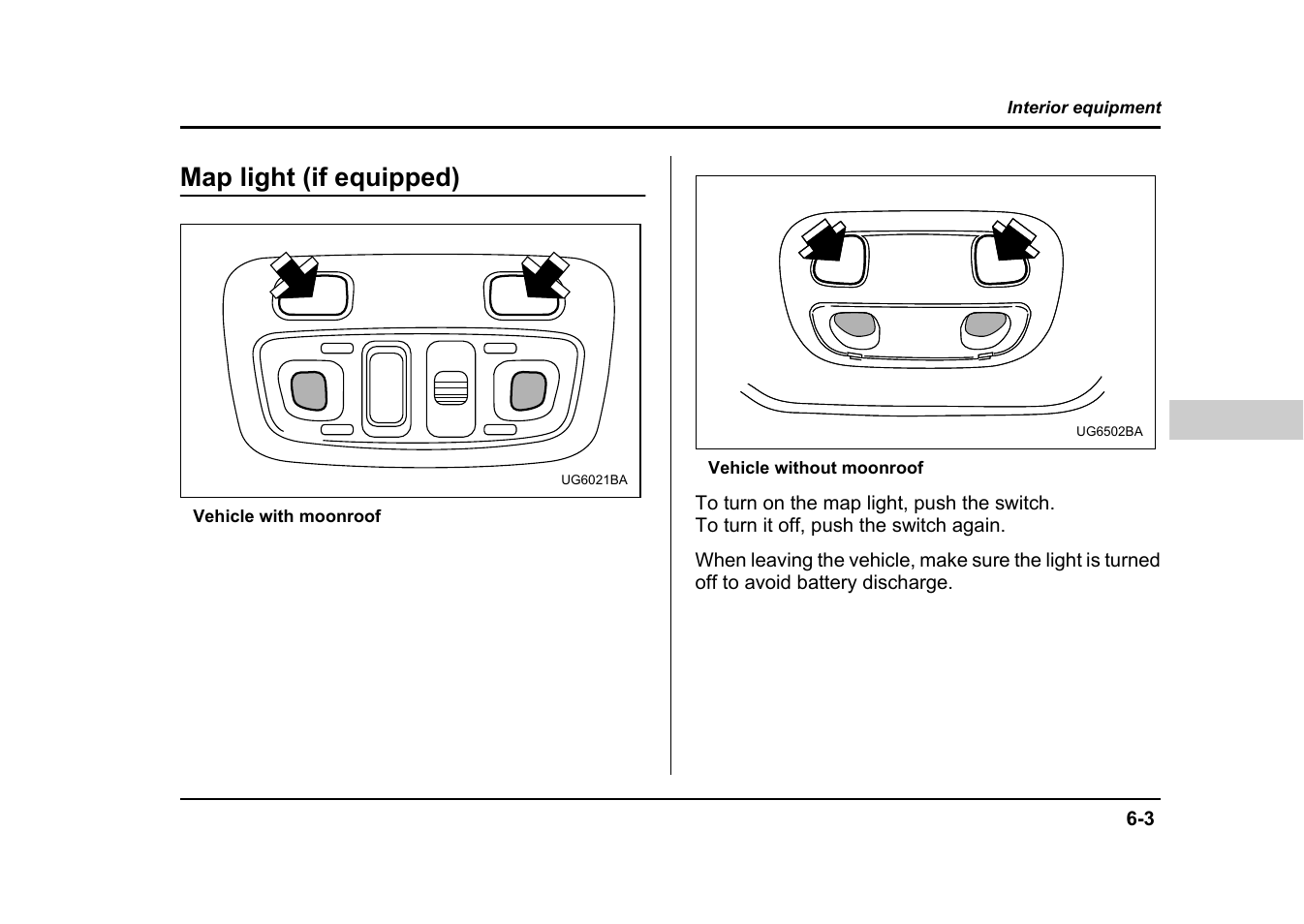 Map light (if equipped) | Subaru 2004 Impreza User Manual | Page 252 / 491