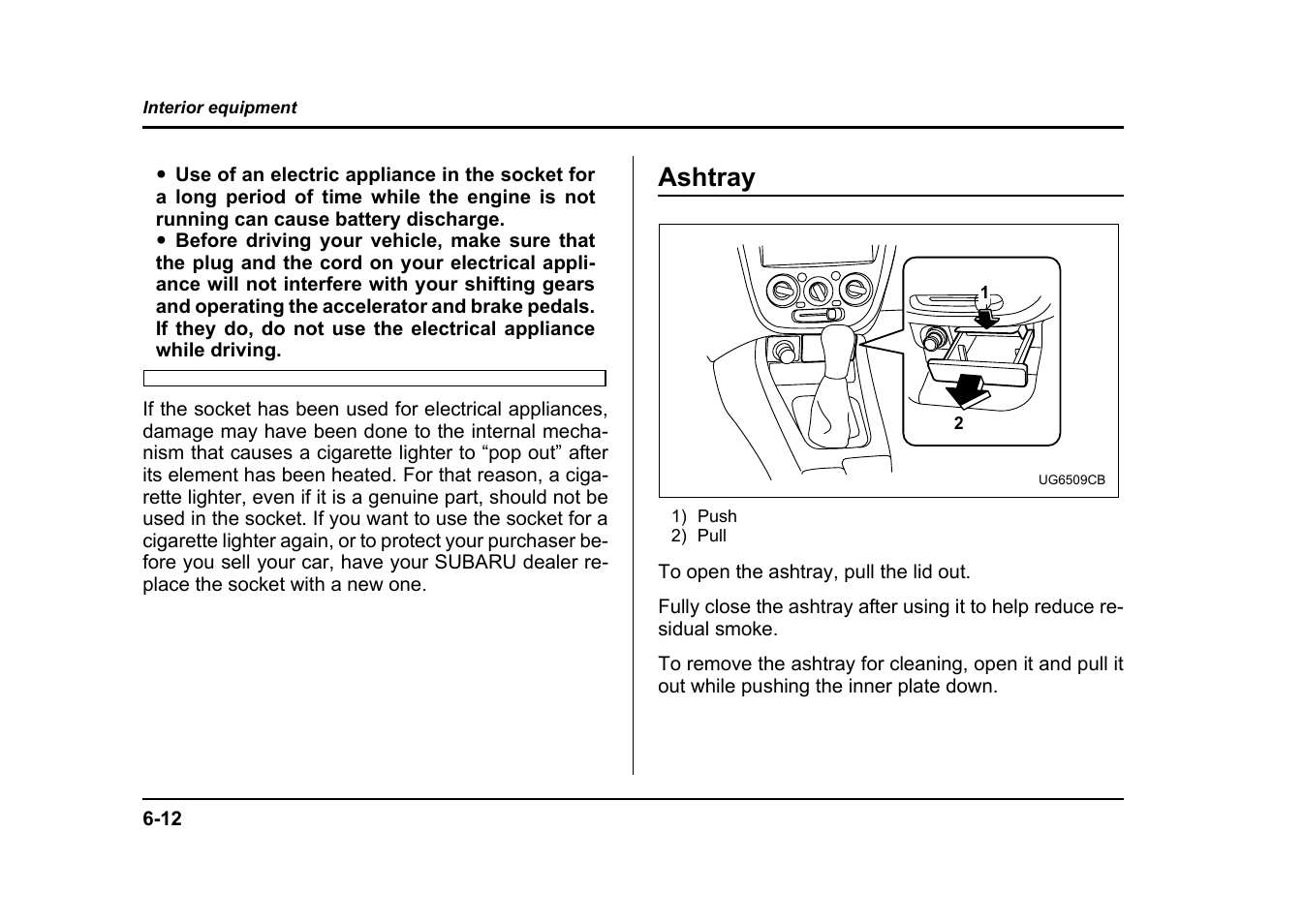 Ashtray | Subaru 2004 Impreza User Manual | Page 261 / 491