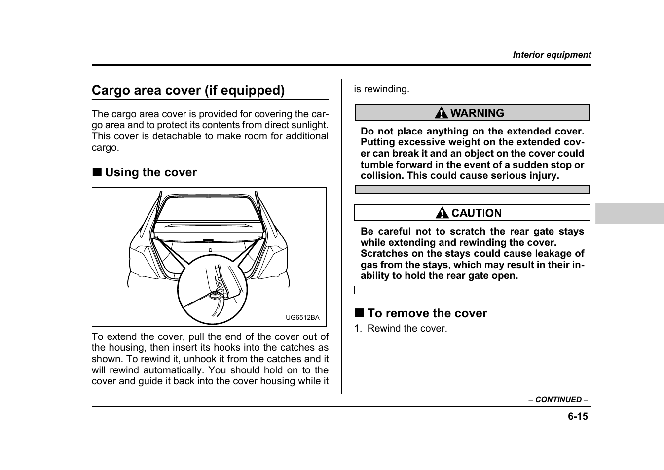 Cargo area cover (if equipped) | Subaru 2004 Impreza User Manual | Page 264 / 491