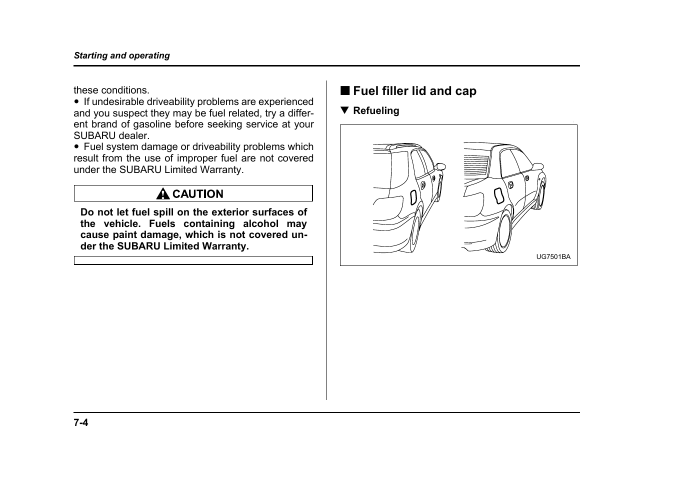 Fuel filler lid and cap | Subaru 2004 Impreza User Manual | Page 273 / 491