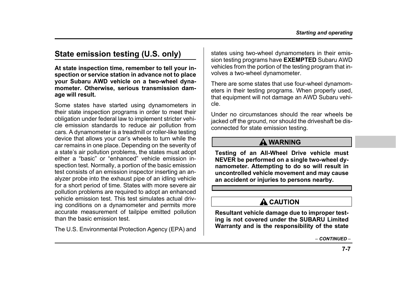 State emission testing (u.s. only) | Subaru 2004 Impreza User Manual | Page 276 / 491