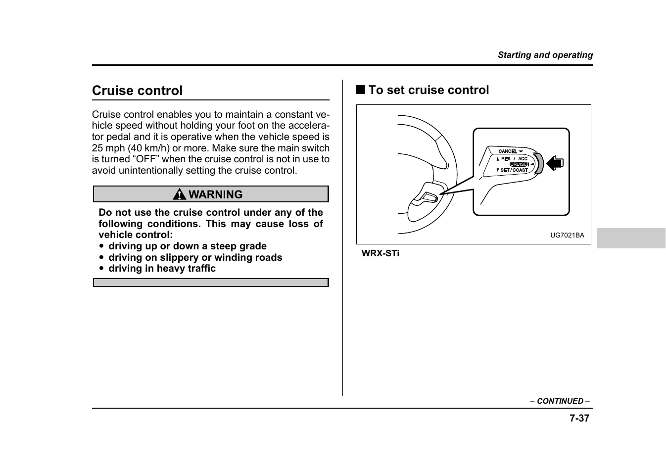 Cruise control | Subaru 2004 Impreza User Manual | Page 306 / 491