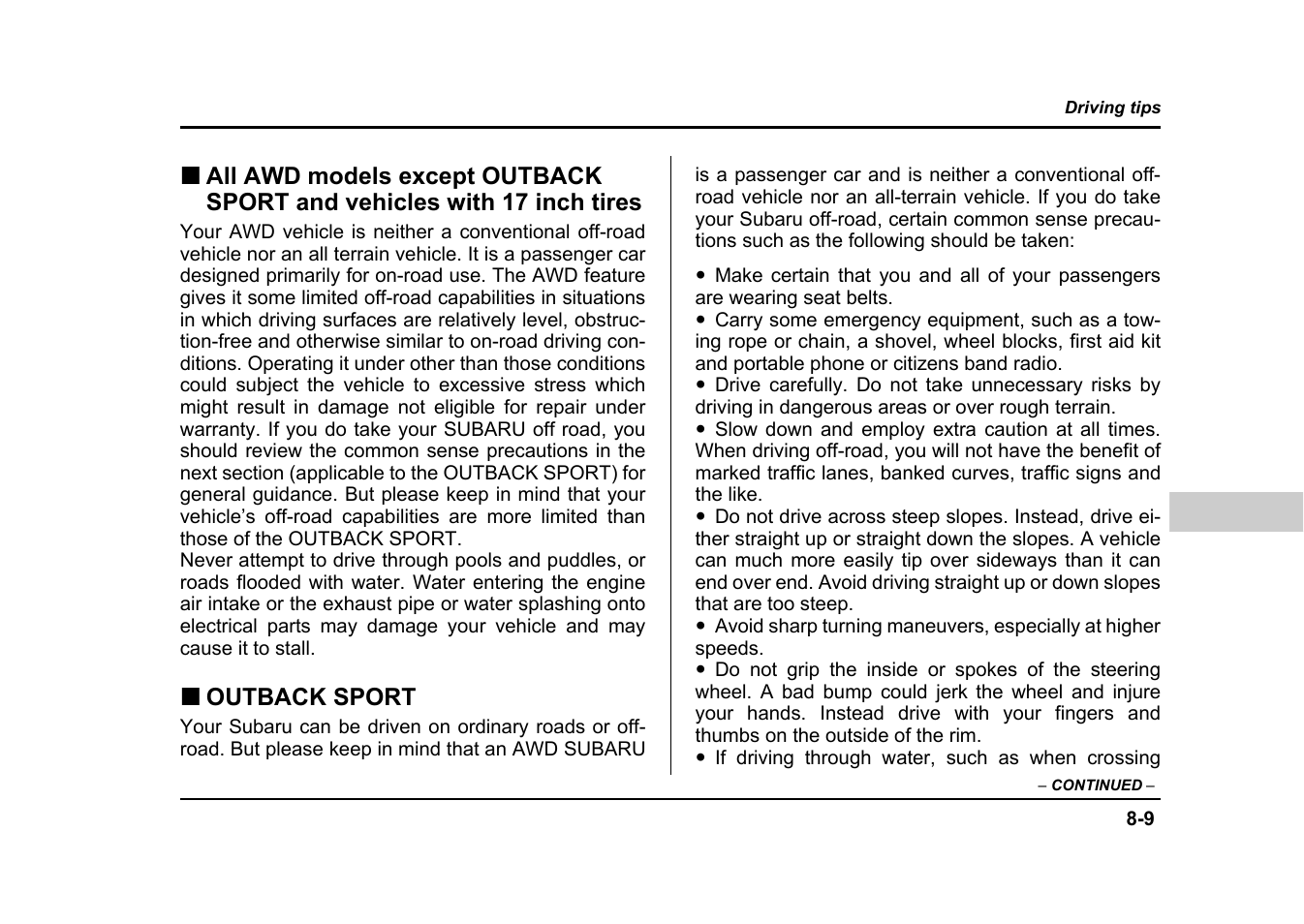 Subaru 2004 Impreza User Manual | Page 320 / 491