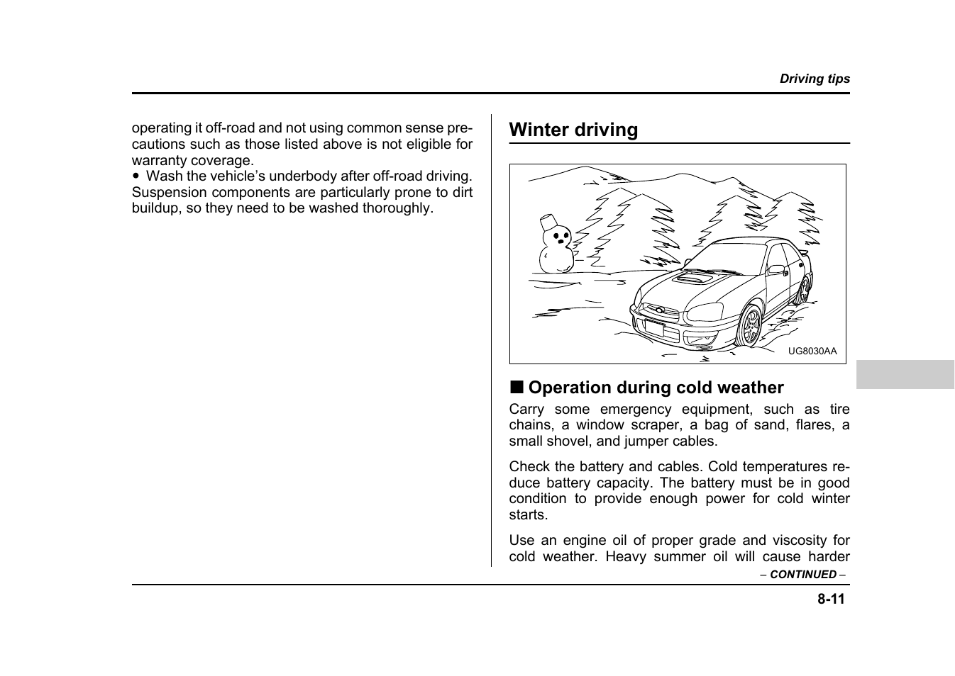 Winter driving | Subaru 2004 Impreza User Manual | Page 322 / 491