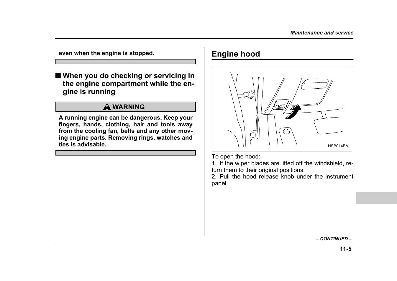 Engine hood | Subaru 2004 Impreza User Manual | Page 390 / 491