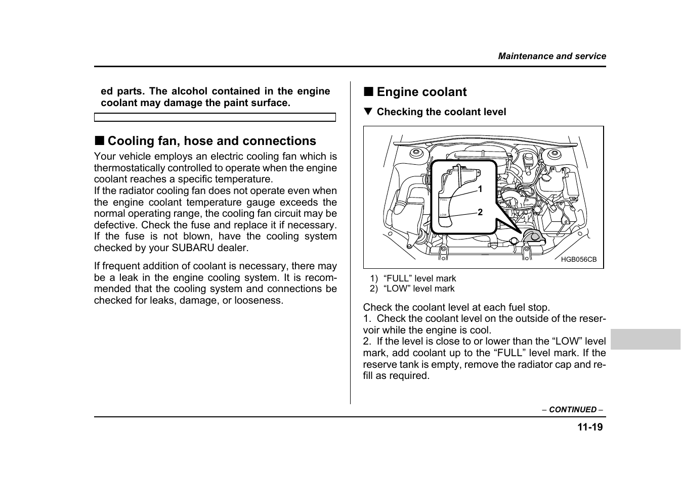 Cooling fan, hose and connections, Engine coolant | Subaru 2004 Impreza User Manual | Page 404 / 491