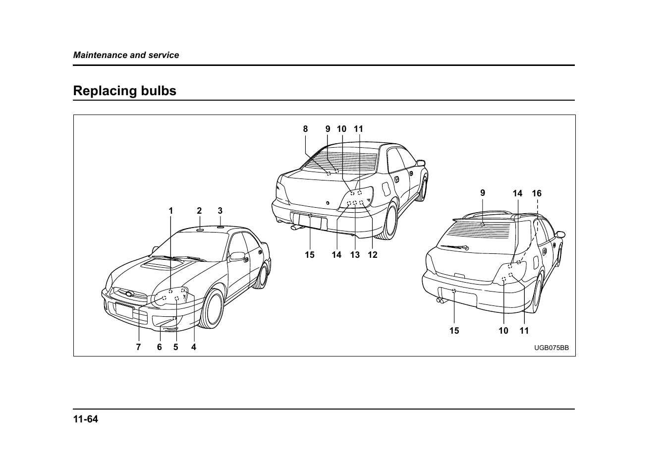 Replacing bulbs | Subaru 2004 Impreza User Manual | Page 449 / 491