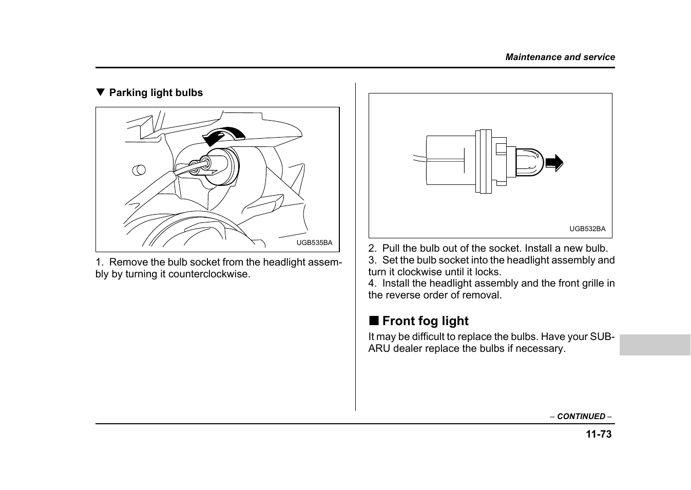 Front fog light | Subaru 2004 Impreza User Manual | Page 458 / 491