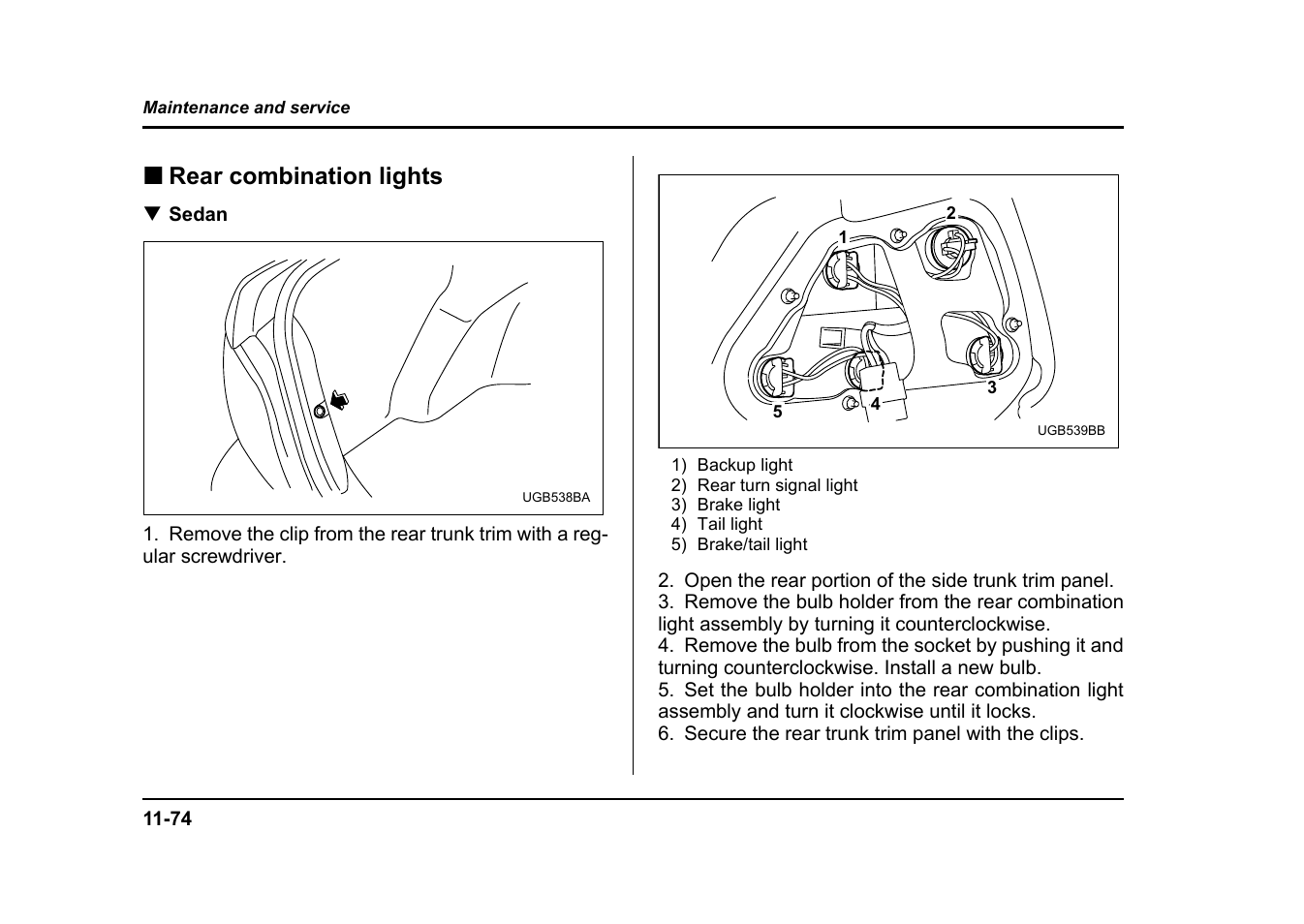 Rear combination lights | Subaru 2004 Impreza User Manual | Page 459 / 491