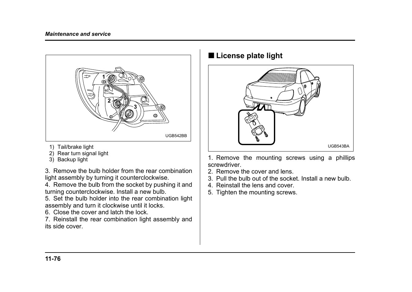 License plate light | Subaru 2004 Impreza User Manual | Page 461 / 491