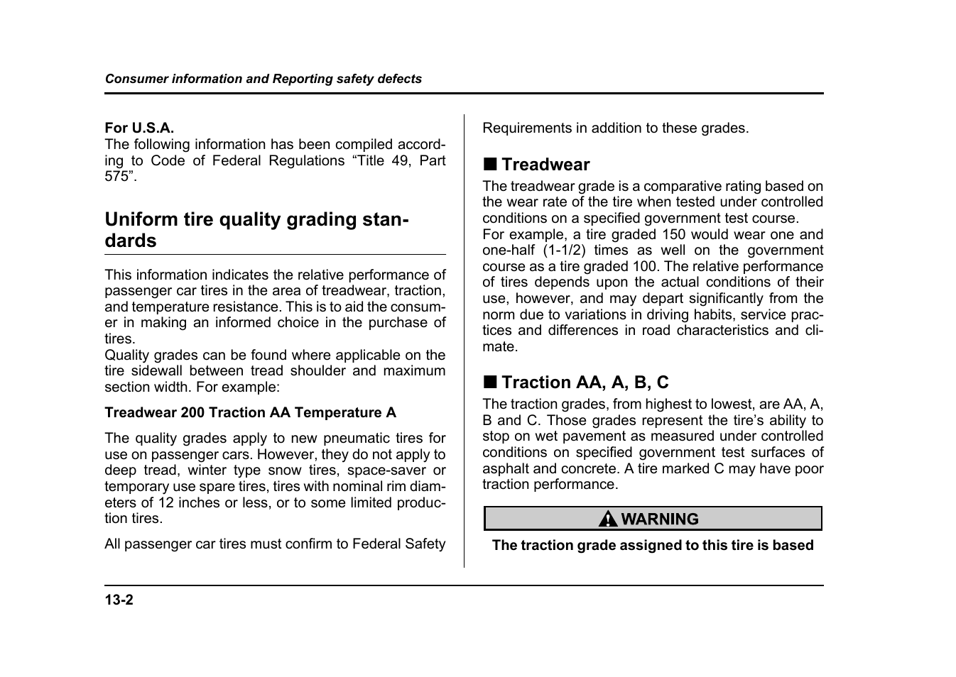 Msa5m0401a_20, Uniform tire quality grading stan- dards | Subaru 2004 Impreza User Manual | Page 477 / 491