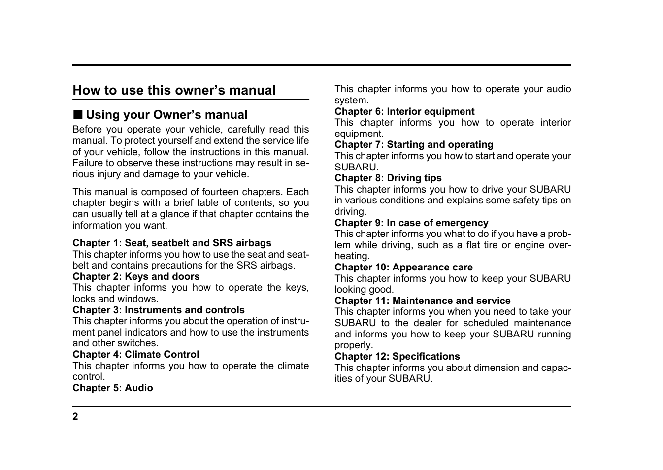 Msa5m0401a_3, How to use this owner’s manual | Subaru 2004 Impreza User Manual | Page 5 / 491