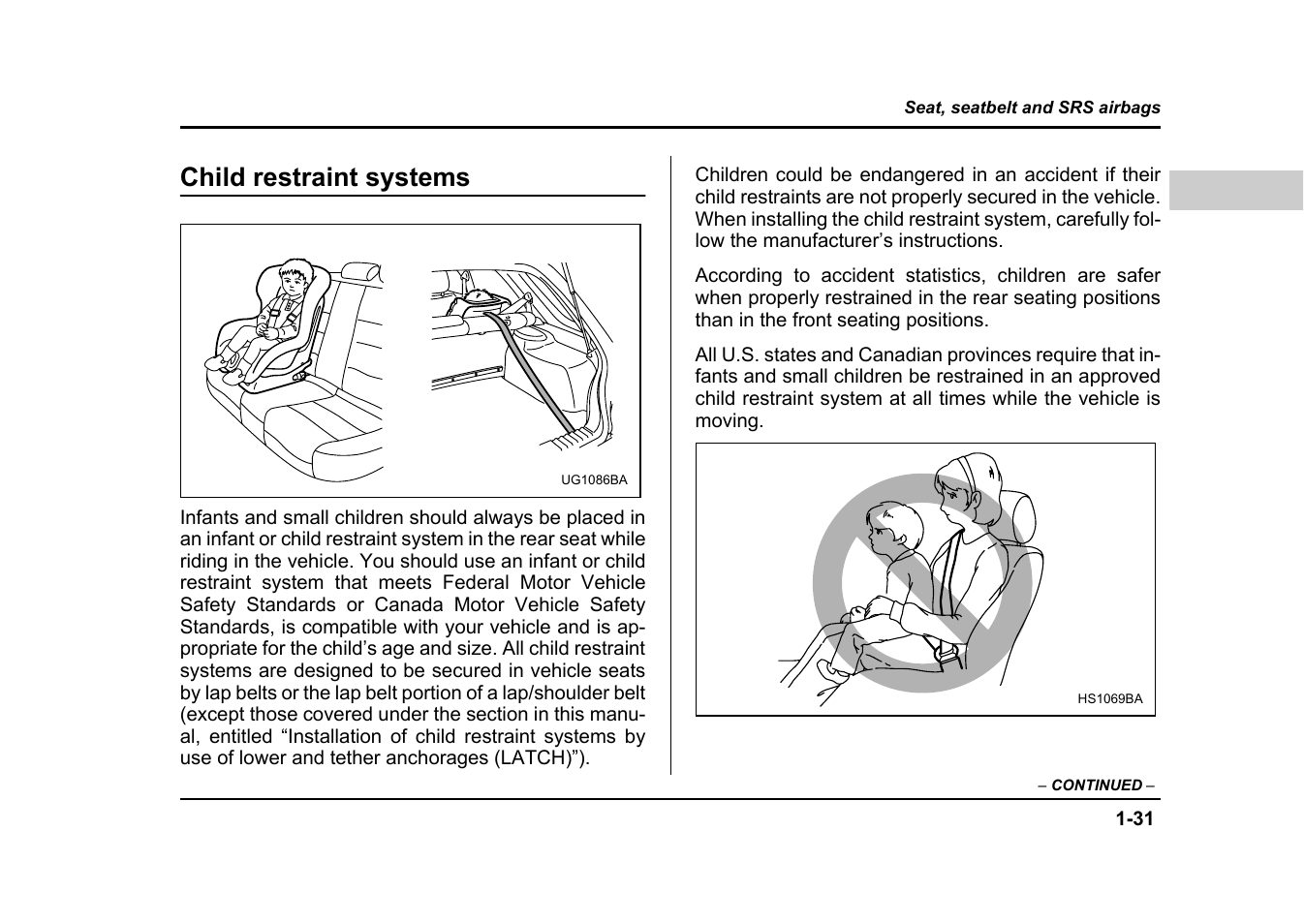 Child restraint systems | Subaru 2004 Impreza User Manual | Page 58 / 491