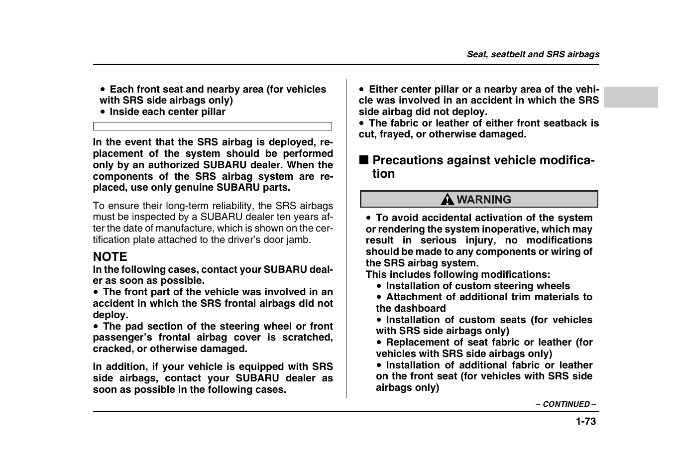 Subaru 2004 Forester X User Manual | Page 100 / 439