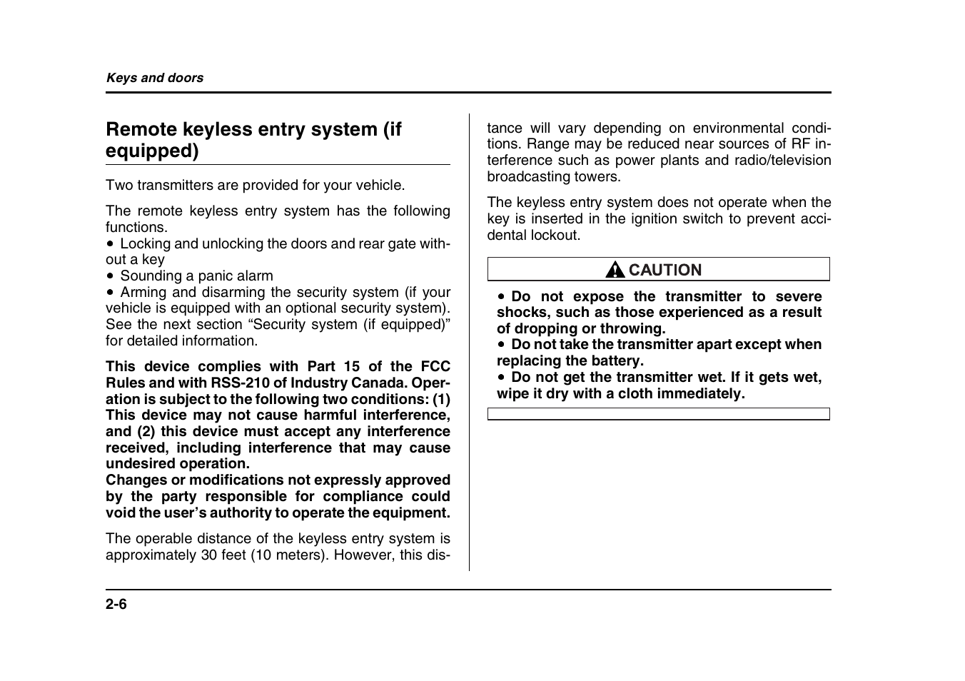 Remote keyless entry system (if equipped) | Subaru 2004 Forester X User Manual | Page 107 / 439