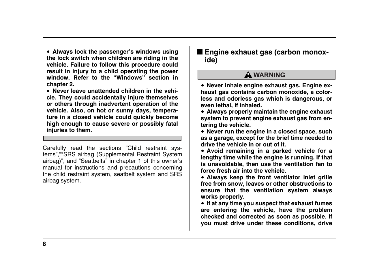 Subaru 2004 Forester X User Manual | Page 11 / 439