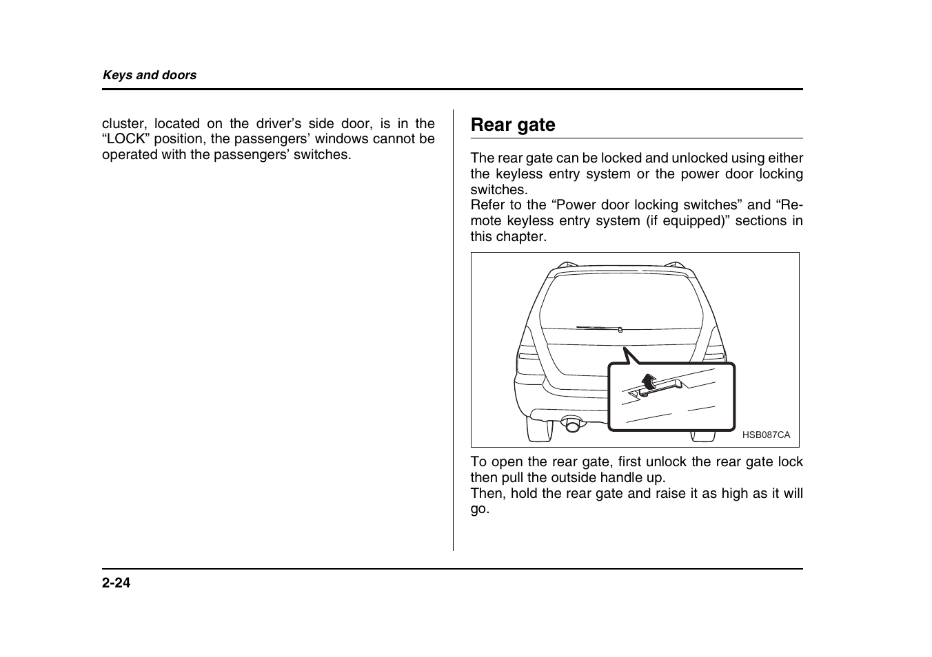 Rear gate | Subaru 2004 Forester X User Manual | Page 125 / 439