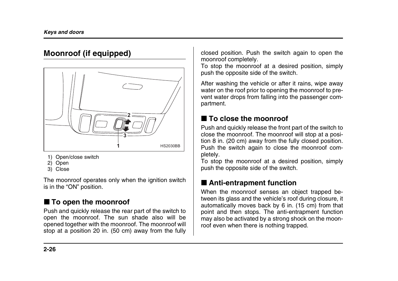 Moonroof (if equipped) | Subaru 2004 Forester X User Manual | Page 127 / 439