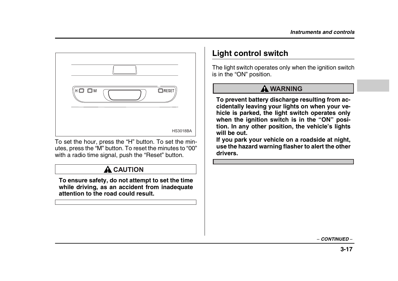 Light control switch | Subaru 2004 Forester X User Manual | Page 146 / 439